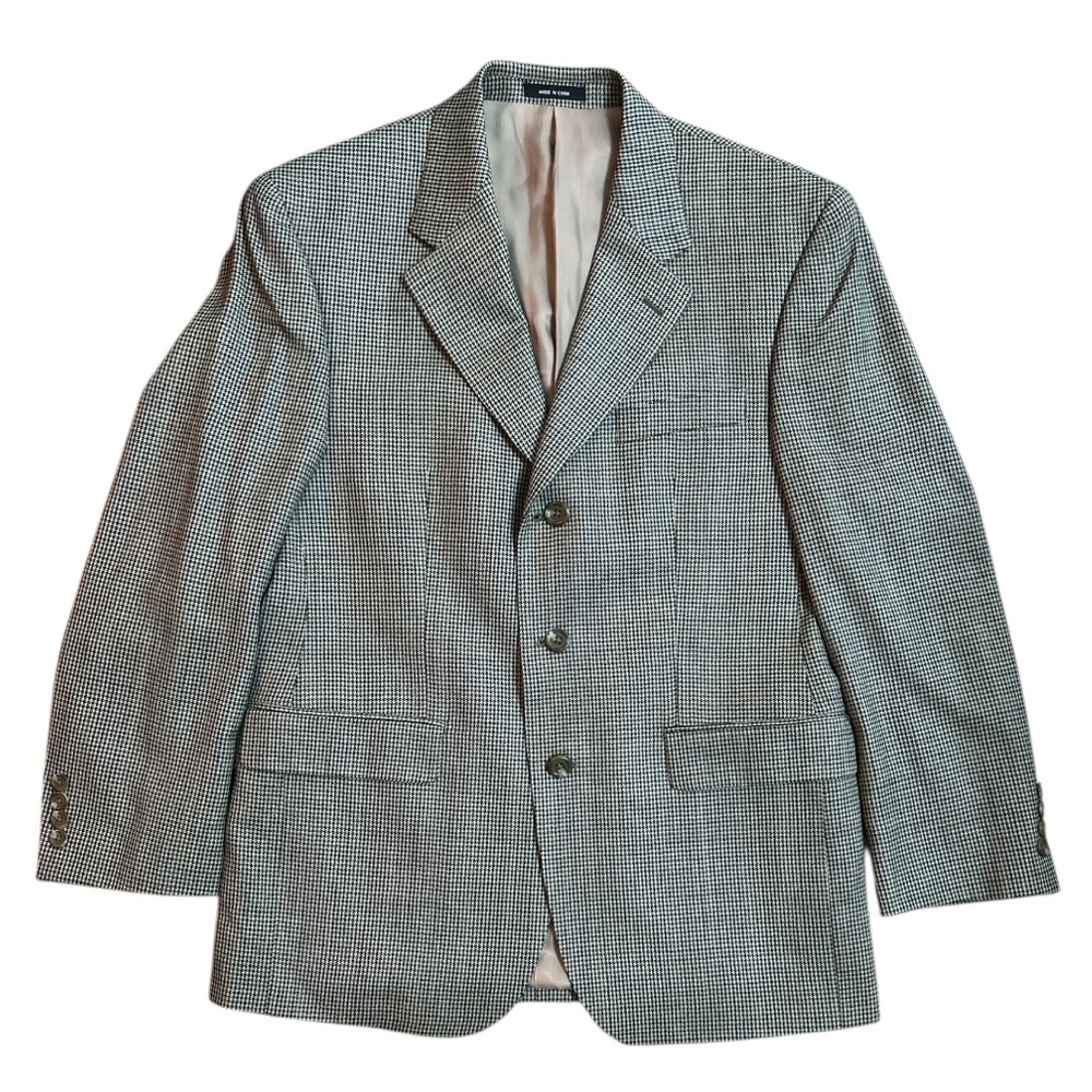 Ralph Lauren Tan/Green/Blue Houndstooth 100% Wool  Size:38S Jacket